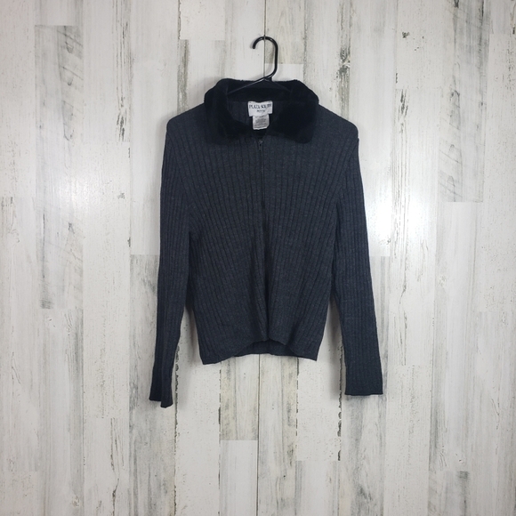 Plaza south gray, black wool blend sweater MP - Picture 1 of 12